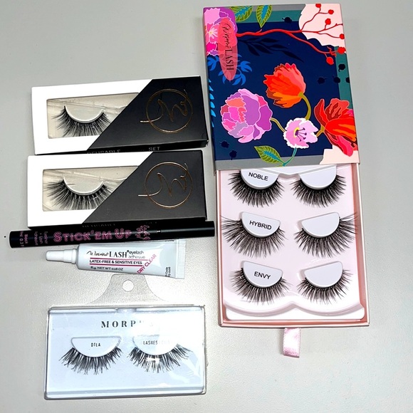 Eyelash essential bundle with bag, glue and eyeliner glue, all new unused 6 sets - Picture 1 of 9